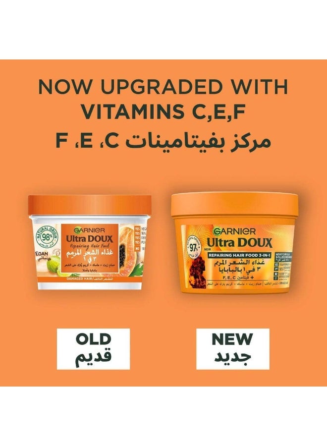 Garnier Ultra Doux 3-in-1 Papaya Repair Cream for Damaged Hair, 390ml - Image 2